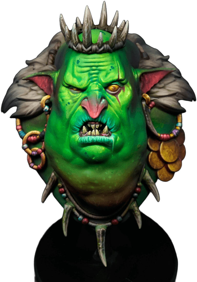 Busto Ork, escala display · pieza Pinkglo Studio · pintado por @yokai.miniature.art