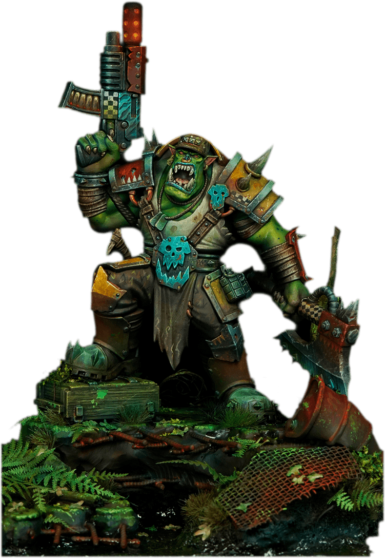 Warboss Ork, painter scale · pieza Pinkglo Studio · pintado por @yokai.miniature.art